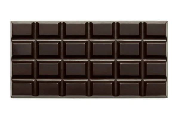 Hele plak pure chocolade geïsoleerd op wit van boven. — Stockfoto