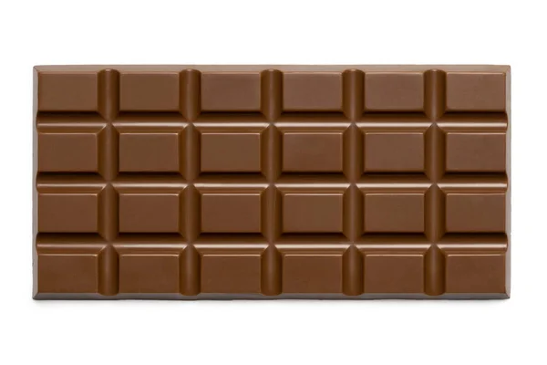 Hele plak melkchocolade geïsoleerd op wit van boven. — Stockfoto