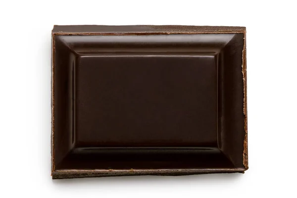 Enkel vierkant van pure chocolade geïsoleerd op wit van boven. — Stockfoto