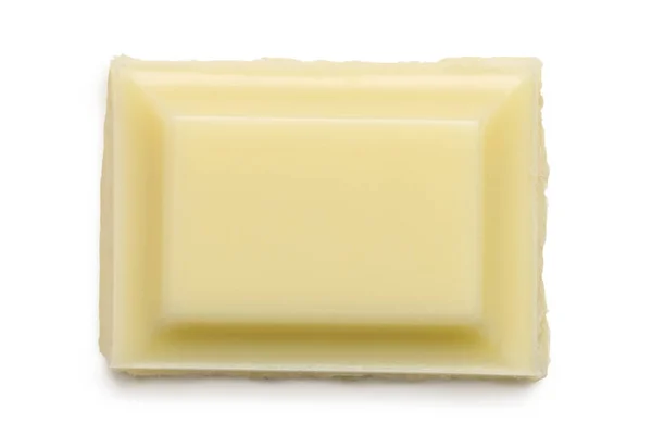 Egyetlen négyzet fehér csokoládé izolált fehér felülről. R — Stock Fotó