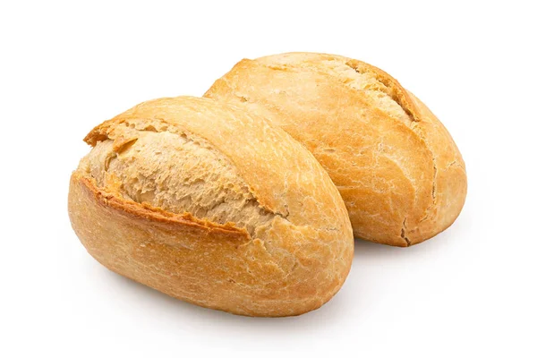 Beyaz üzerine izole edilmiş iki beyaz Fransız ekmeği.. — Stok fotoğraf