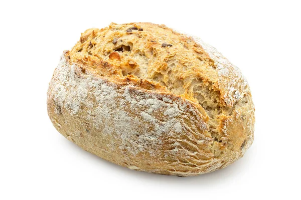 Rolo de pão francês de grão inteiro isolado em branco . — Fotografia de Stock