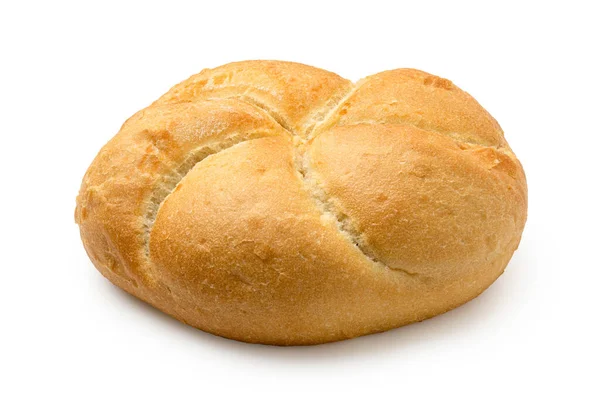 Traditional plain kaiser roll isolated on white. — Stock Photo, Image