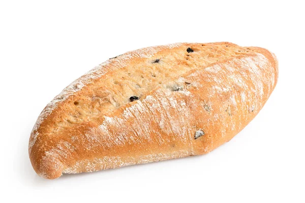 Rolo de pão de oliva Ciabatta isolado em branco . — Fotografia de Stock