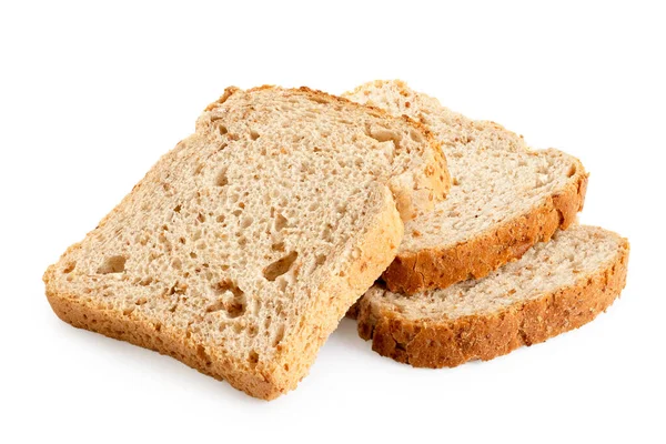 Drei Scheiben Vollkorntoastbrot isoliert auf Weiß. — Stockfoto