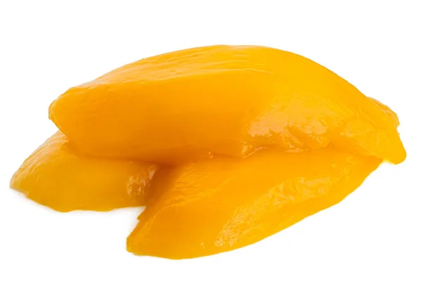 Mucchio Tre Fette Mango Scatola Isolate Bianco — Foto Stock
