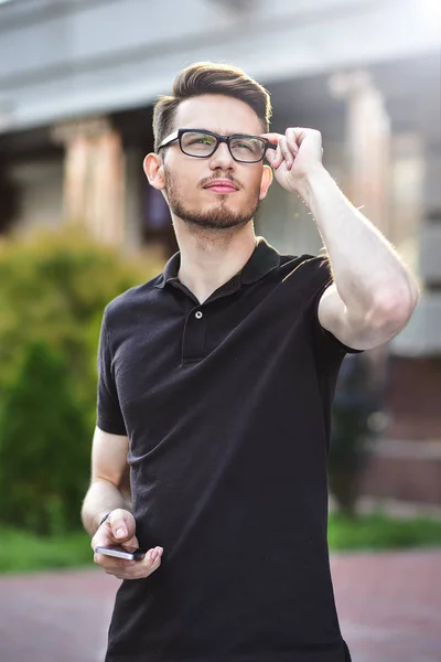 Retrato Hombre Caucásico Guapo Calle — Foto de Stock