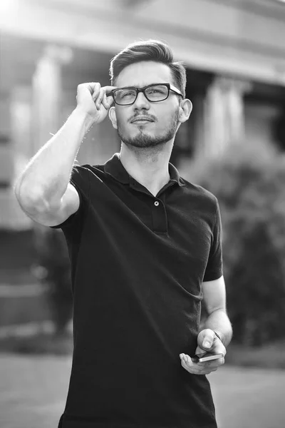 Retrato Hombre Caucásico Guapo Calle — Foto de Stock