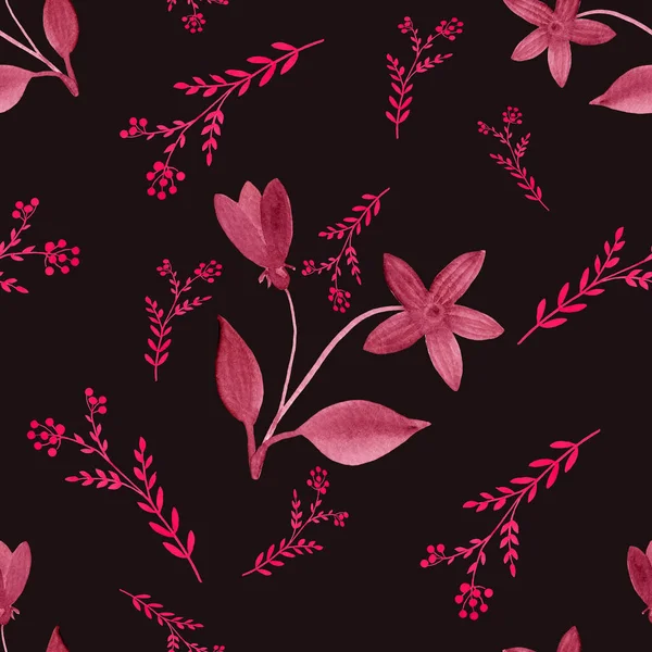 Seamless Pattern Burgundy Flowers — Stock Photo, Image