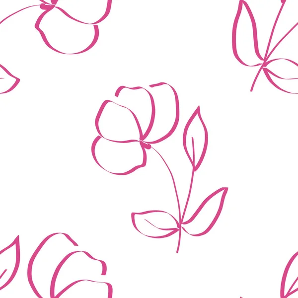 Seamless Pattern Sketch Pink Flower White Background — Stock Photo, Image