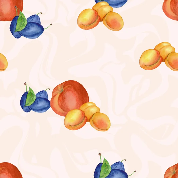 Summer Fruits Seamless Pattern Simple Pattern Fruits Painted Watercolor — Stock Photo, Image
