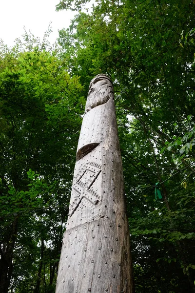 Temple Dagboga Une Idole Païenne Dans Forêt Montagne Shapsugi Dazbog — Photo