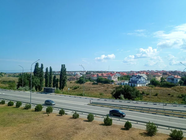 Krymské Krajiny Jízda Silnicích Krymu Předměstí Vesnice Pole Stezky Krymu — Stock fotografie