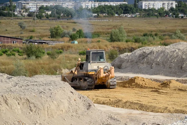 Taman Rusia Julio 2019 Excavador Sobre Construcción Carretera Máquinas Pesadas — Foto de Stock