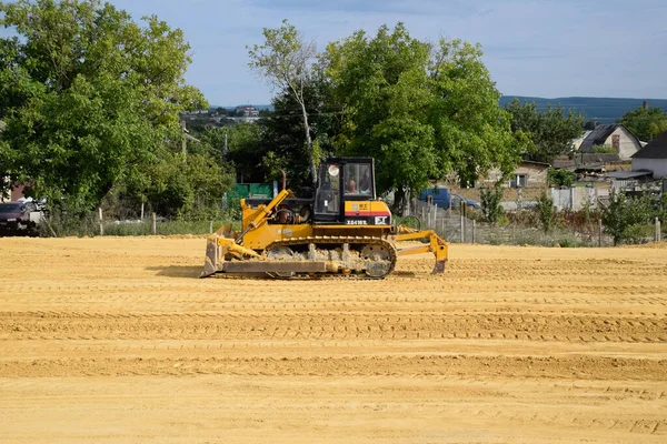 Taman Ryssland Juli 2019 Grävmaskin Väg Tunga Maskiner För Byggändamål — Stockfoto