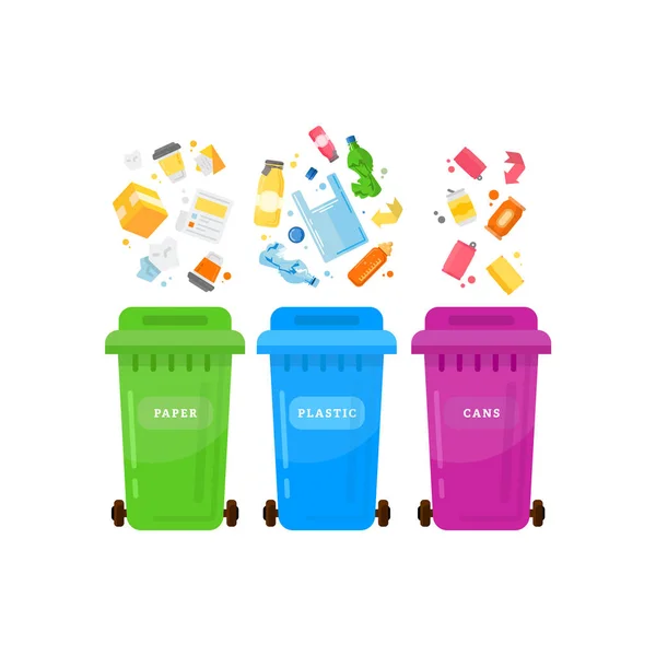 Ecologia e resíduos de plástico ecológico global — Vetor de Stock