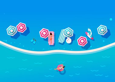 İnsanlar yüzmek ve güneşlenmek. 