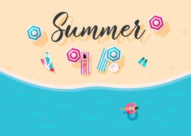 İnsanlar yüzmek ve güneşlenmek. 