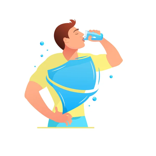 Protección del cuerpo El hombre es agua potable — Vector de stock