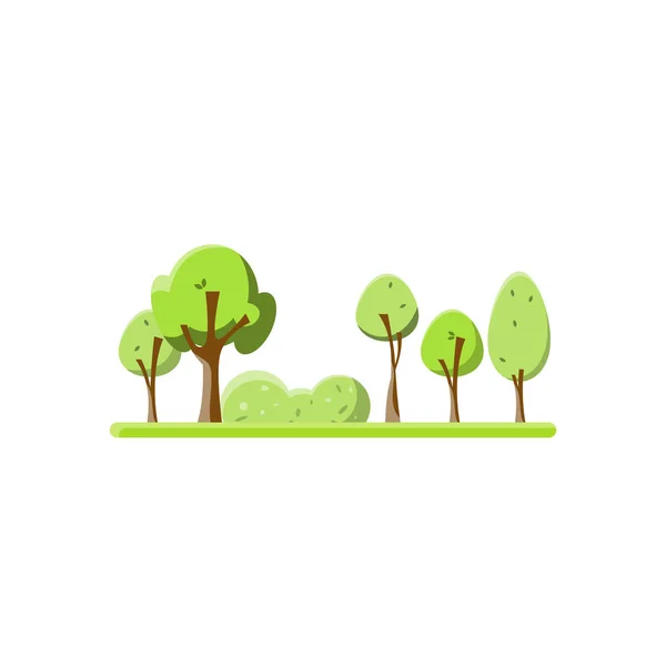 Flat green trees vector illustration set. — Stock Vector