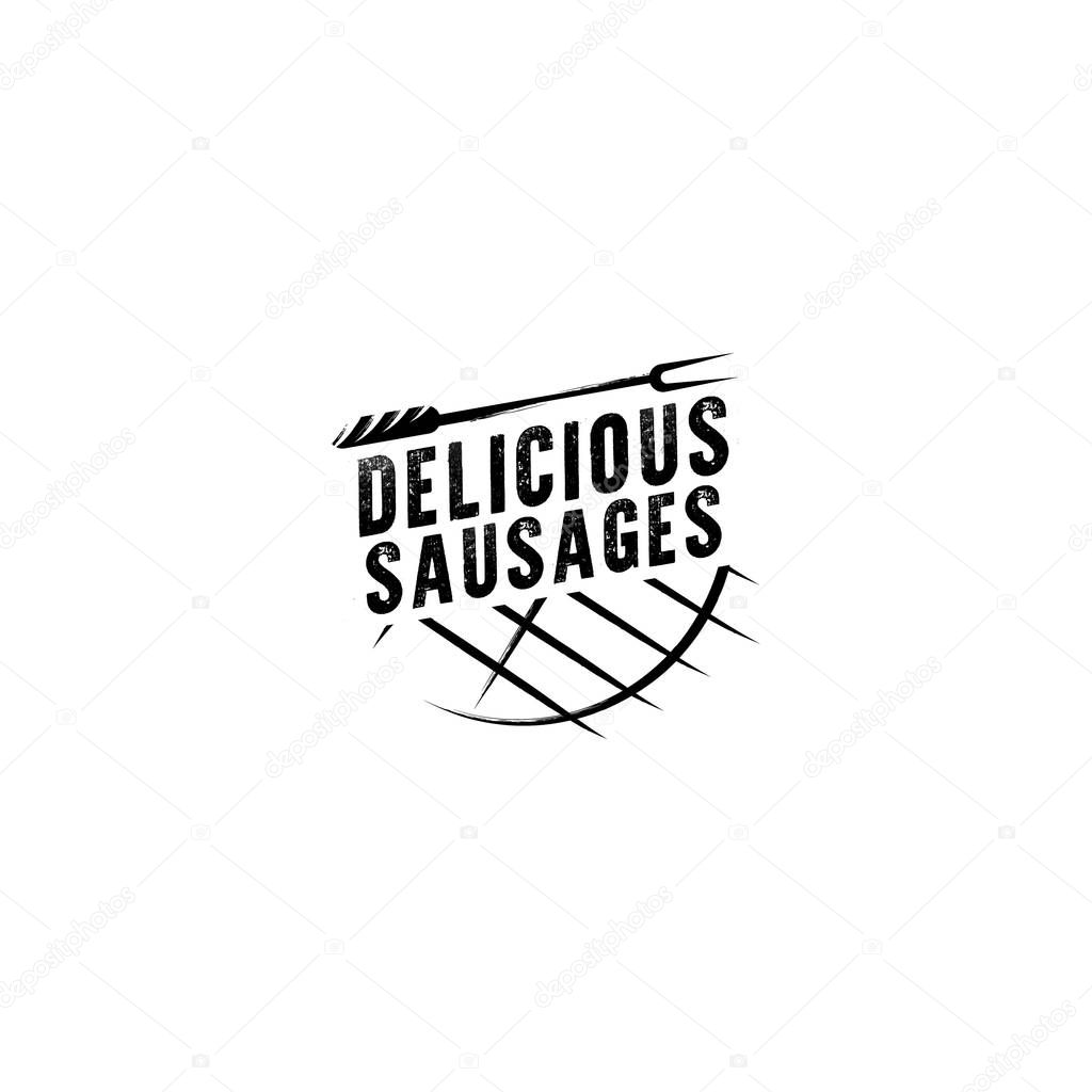 Restaurant logo template vector object for logotype or badge Design. Trendy retro style illustration.