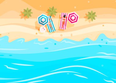 İnsanlar yüzmek ve güneşlenmek. 