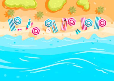 İnsanlar yüzmek ve güneşlenmek. 