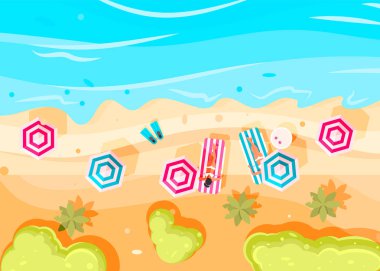 İnsanlar yüzmek ve güneşlenmek. 