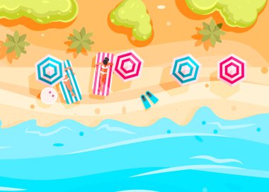 İnsanlar yüzmek ve güneşlenmek. 