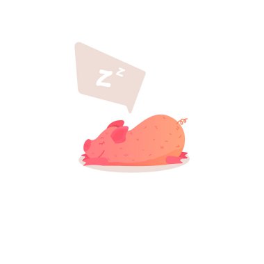 Çizgi film domuz yerde uyuyor. 