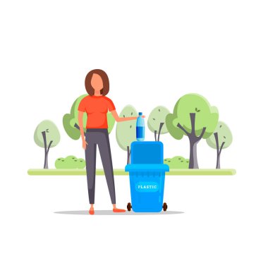 Kadın el çöp bir plastik şişe içine atar.