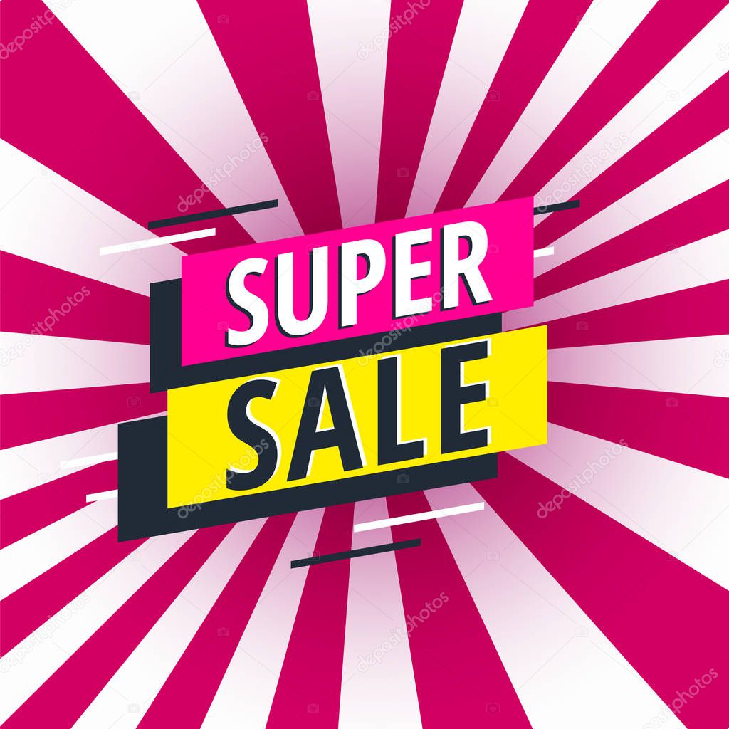 Special offer super sale bright banner 
