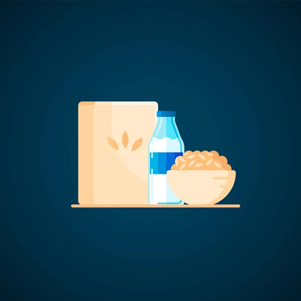 Delicioso desayuno saludable. Gachas de leche — Vector de stock