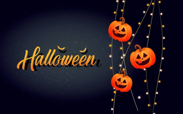 Feliz Halloween caligrafía con calabazas . — Archivo Imágenes Vectoriales