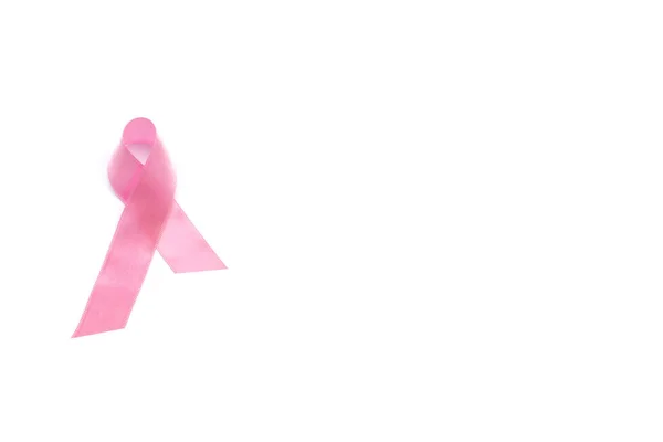 White awareness ribbon on pink background. — Stock Photo, Image