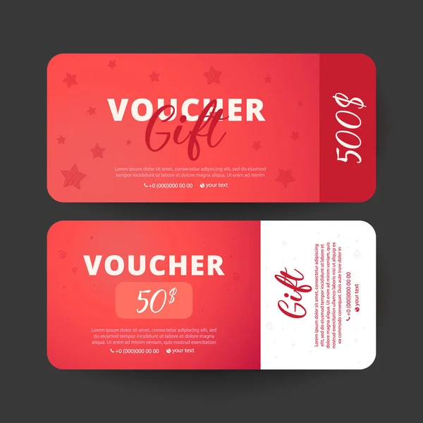 Voucher template. Design usable for gift coupon, voucher, invitation, — Stock Vector
