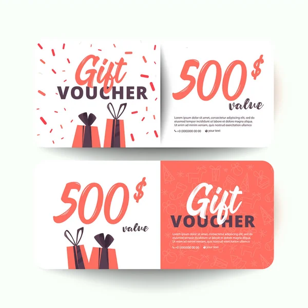 Un chèque cadeau. Carte cadeau. Bon cadeau. Modèle de coupon . — Image vectorielle