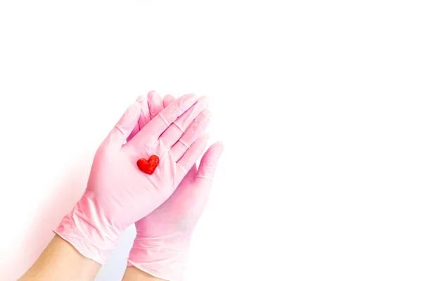 Medizinischer Handschuh zum Schutz und zur Pflege von Patienten. — Stockfoto