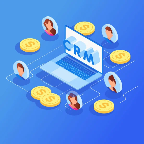 Gestione delle relazioni con i clienti concetto CRM . — Vettoriale Stock