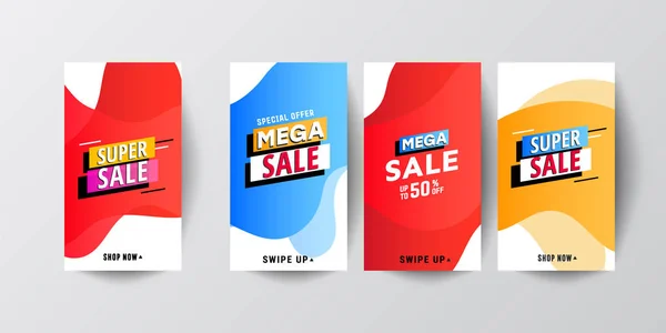 Modern fluid mobile sale banners template set for online shopping. — Stock Vector