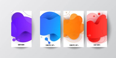 Dinamik Plastik sıvı degrade dalgalar afiş için mobil afiş. 