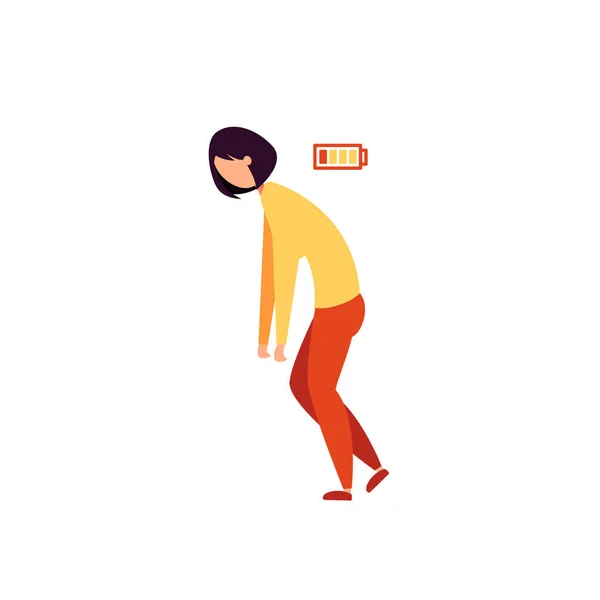 El personaje de mujer no tiene energía — Vector de stock