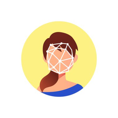 Yüz kimliği genç kadın yüz tanımlaması. 