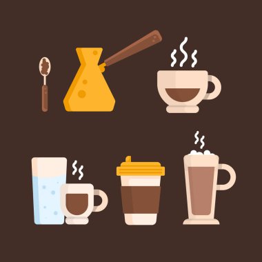 Kahve fincanı su Kupası. arka plan üzerinde izole vektör çizim