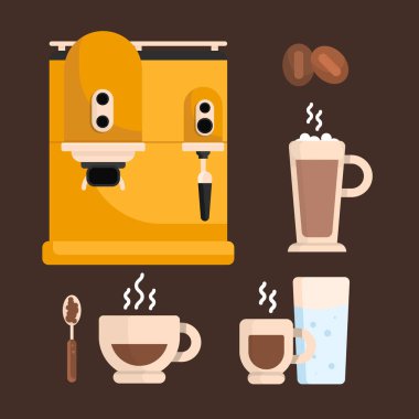 Kahve ve kahve çekirdekleri resimde kümesi 