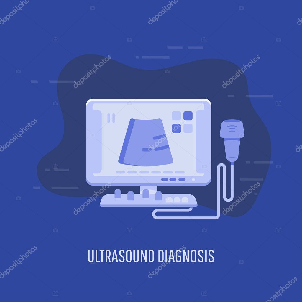 Medical research, gynecology clinic ultrasound diagnosis, ultrasound machine, logo design