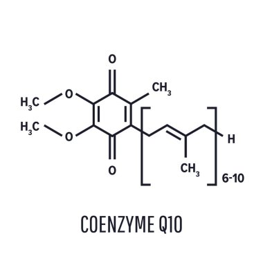 Coenzyme Q10 ubiquinone, ubidecarenone, CoQ10 molecule clipart