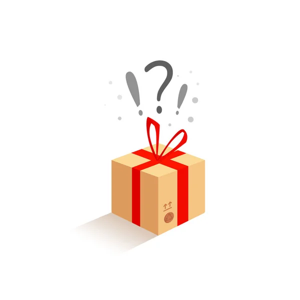 Cadeau cadeau boîte beige avec une surprise — Image vectorielle