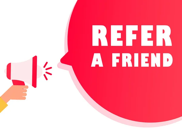 Consulte um conceito de amigo. Emblema do programa de referência —  Vetores de Stock