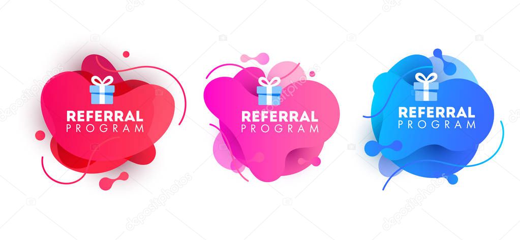 Refer a friend. Set of badges, icons.